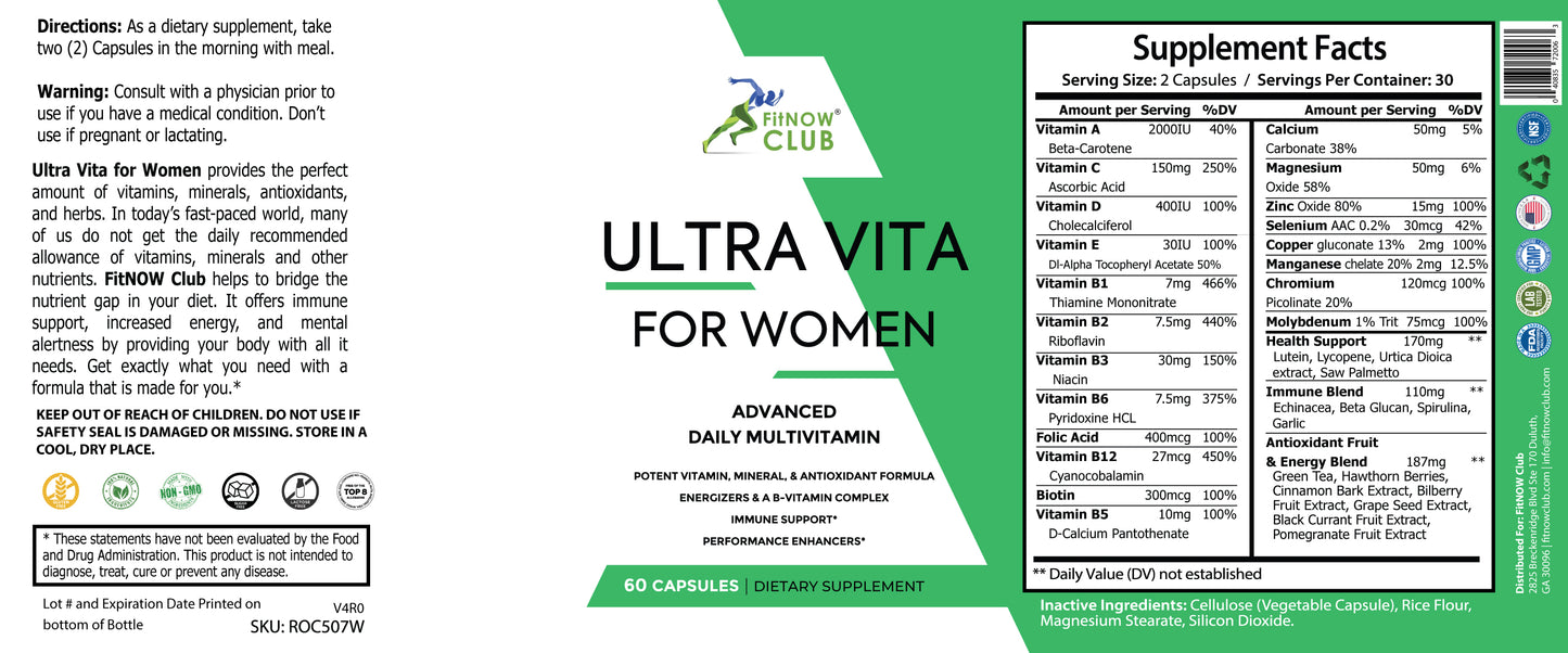 Ultra Vita/Multivitamin for Women (Dietary Supplement)-1 Pack (60 Count)