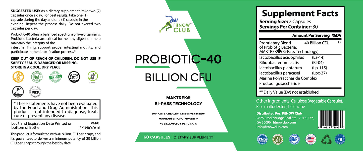 Probiotic Dietary Supplement with MAKTREK By-pass Technology-1 Pack (60 Count)