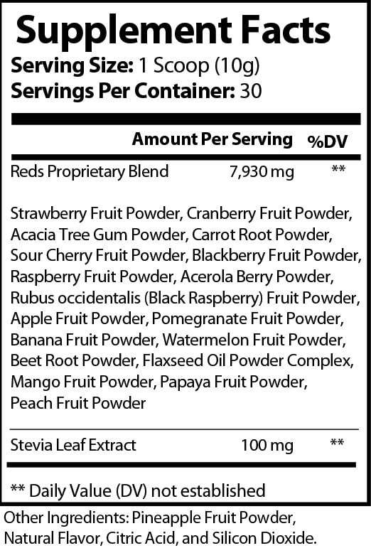 Red Superfood Reds Proprietary Blend (Dietary Supplement)-Kiwi/Strawberry Flavor