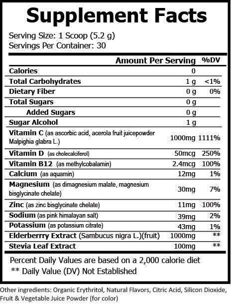 Elderberry Immune Support Supplement with Vitamin C, Zinc & Vitamin D