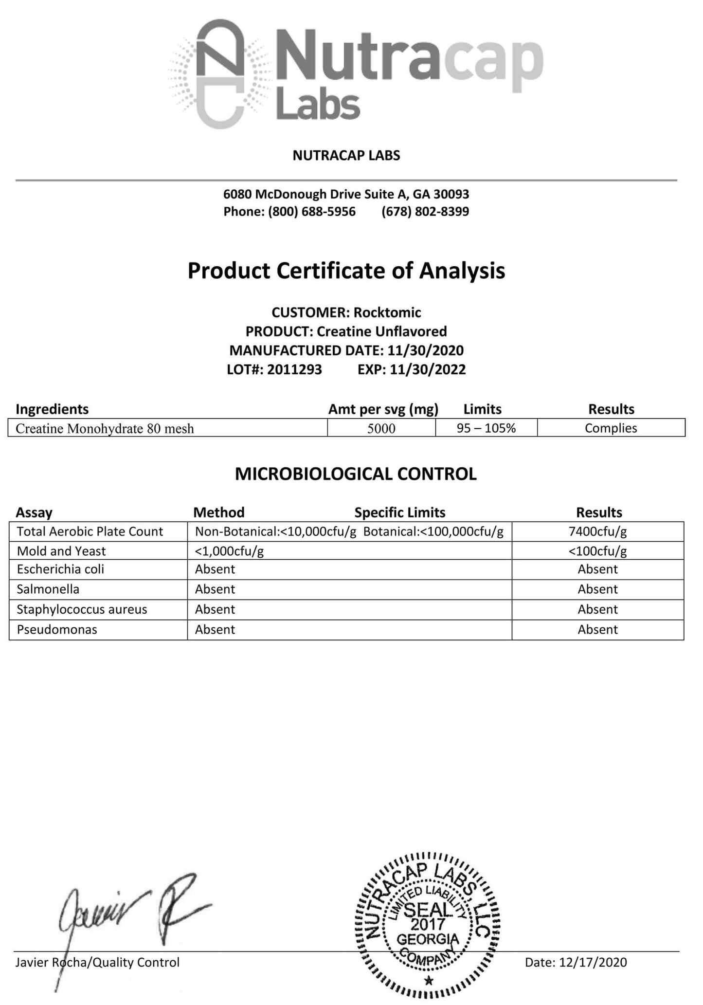 Creatine Monohydrate Supplement