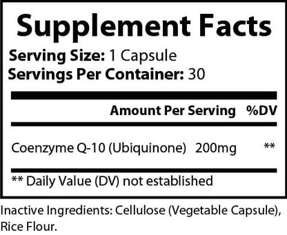 Premium Organic CoQ10 Ubiquinone Supplement - Single Pack (30 Count)